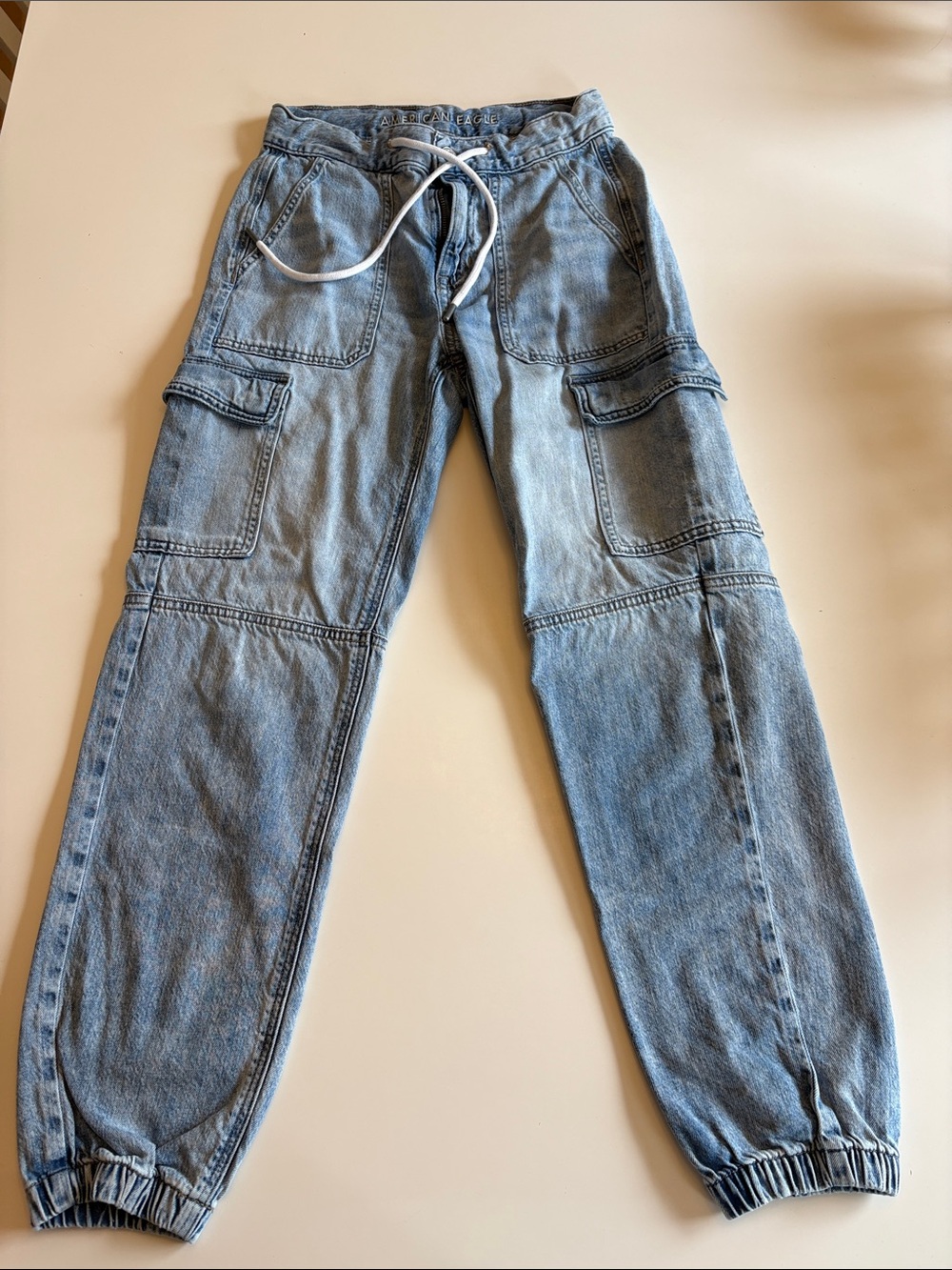 American Eagle Outfitters Women’s Light Blue Cargo Jogger Jeans Size 0